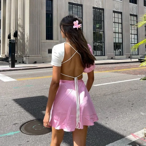 Zara Pink Satin Effect Mini Skirt - Picture 7 of 17